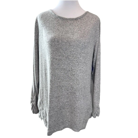 Petite Apt. 9 Sweater Gray Size PM Fuzzy High-Low Tunic New Women’s Long Sleeve - Picture 2 of 10